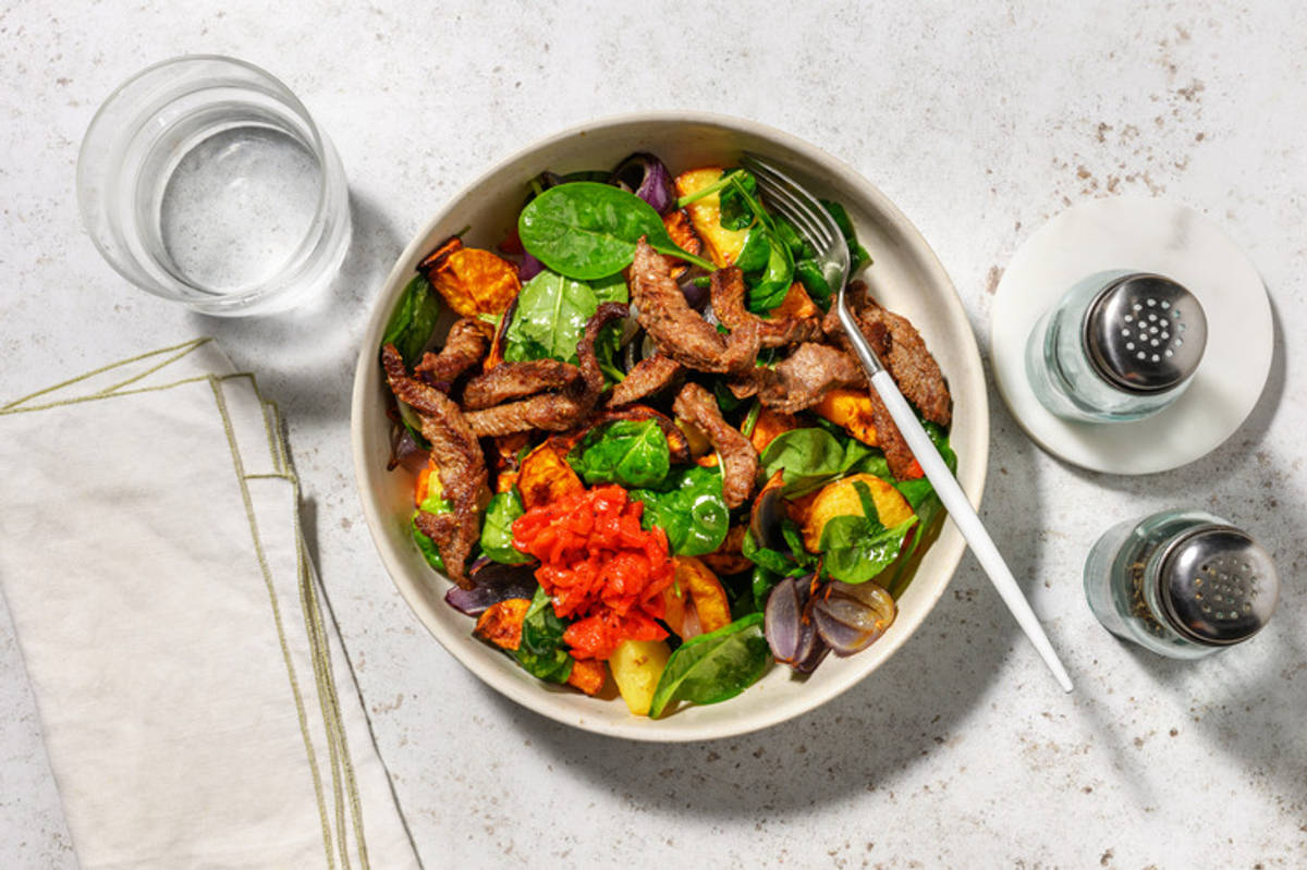 Herbed Beef & Roast Veggie Medley