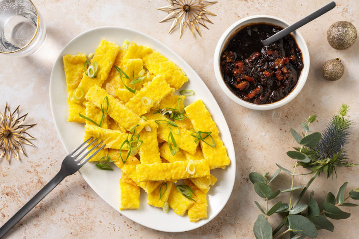 Golden Baked Parmesan Polenta Slice