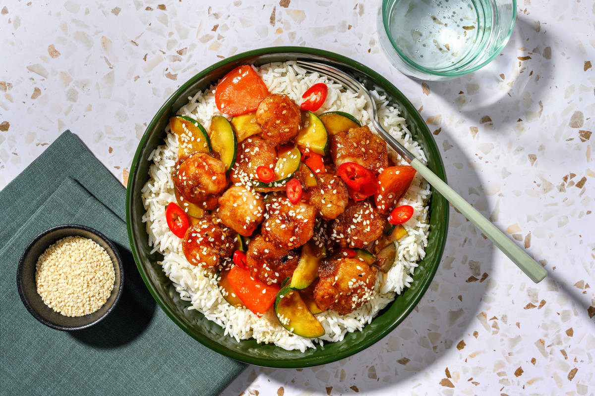Sesame Honey Prawns & Veggies