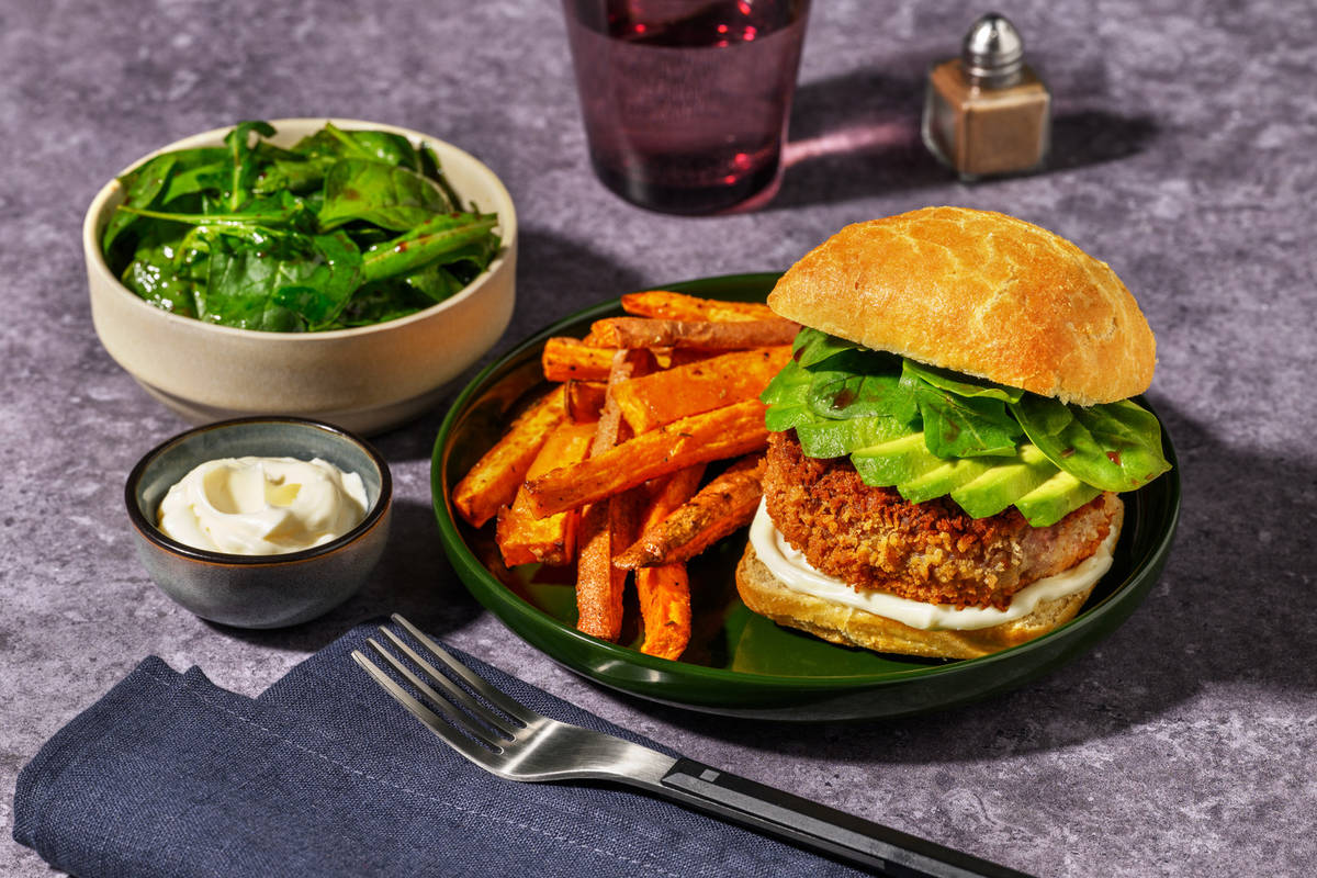 Plant-Based Crumbed 'Beef' & Avocado Burger