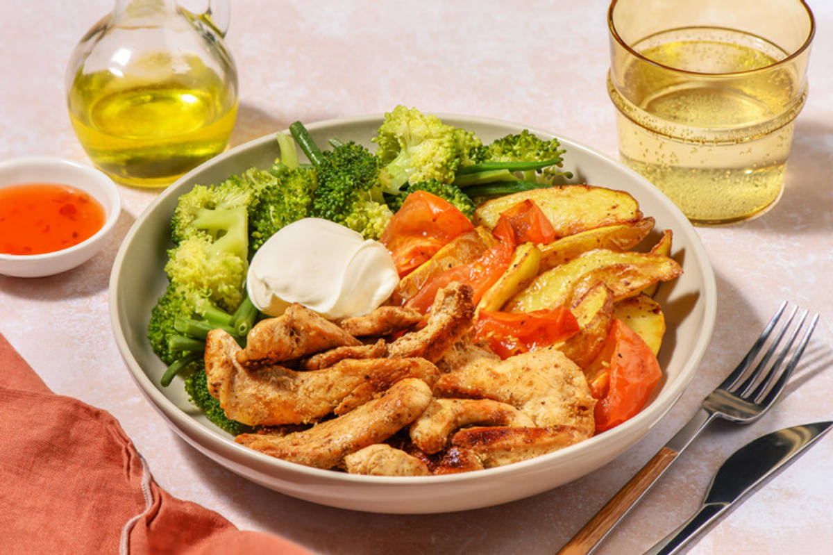 Savoury Chicken Strips & Rainbow Veggies