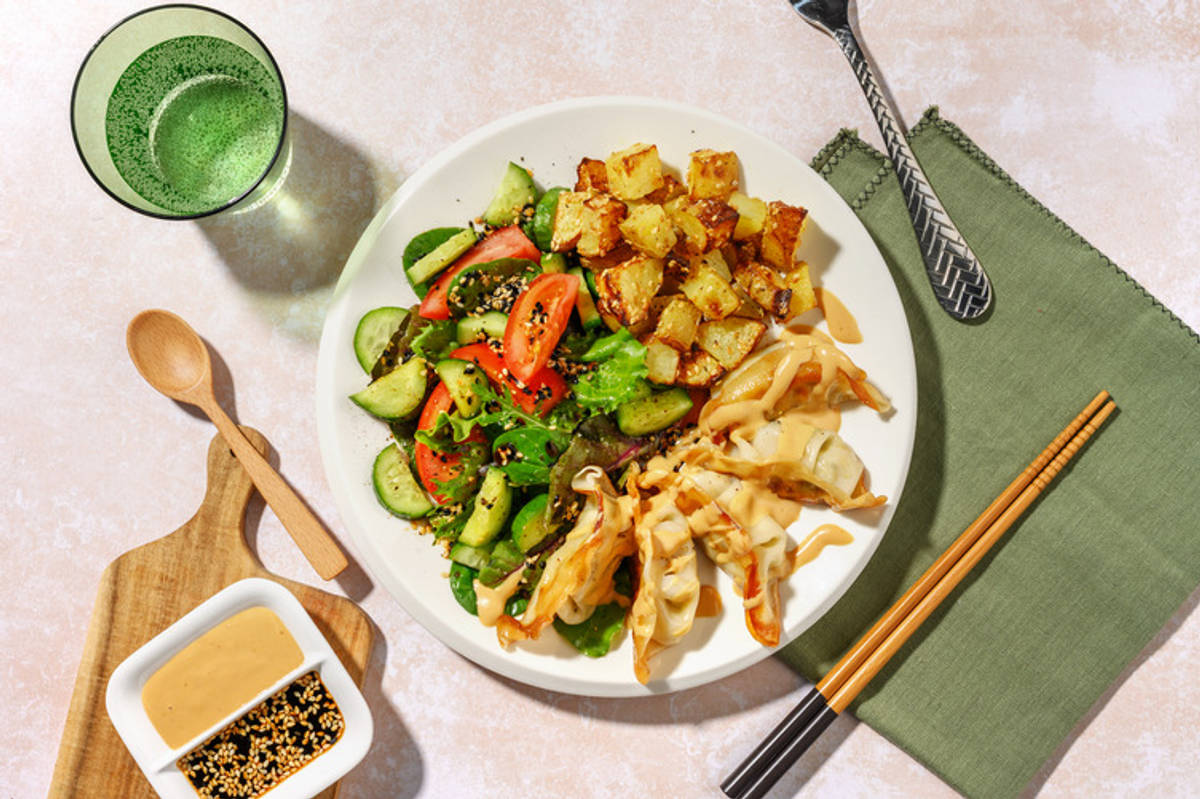 Veggie Gyozas & Plant-Based Mayo