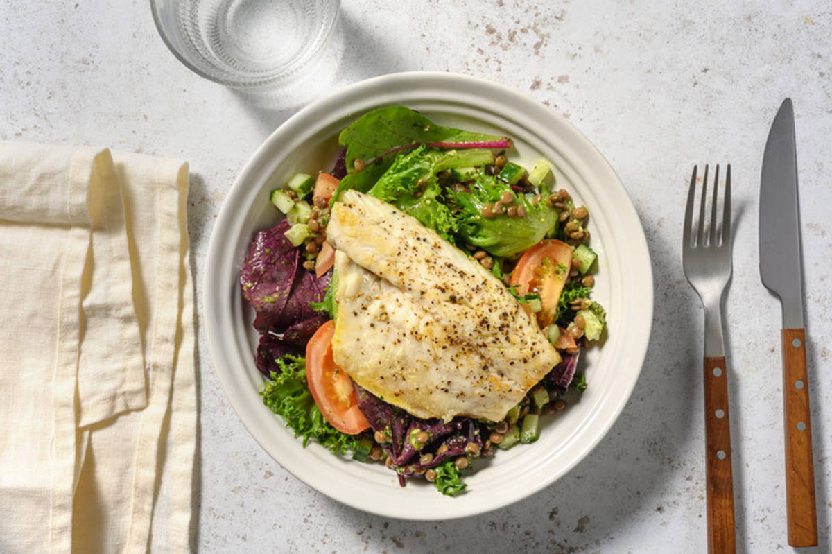 Herby Beef & 'Pesto' Lentil Salad