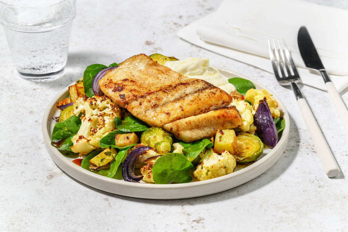 Baked Salmon & Honey Roast Veggie Toss