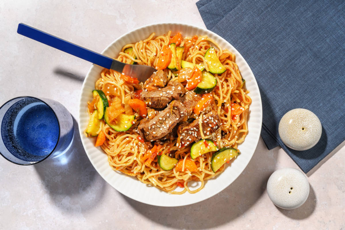 Sweet Chilli Beef & Prawn Noodle Stir-Fry