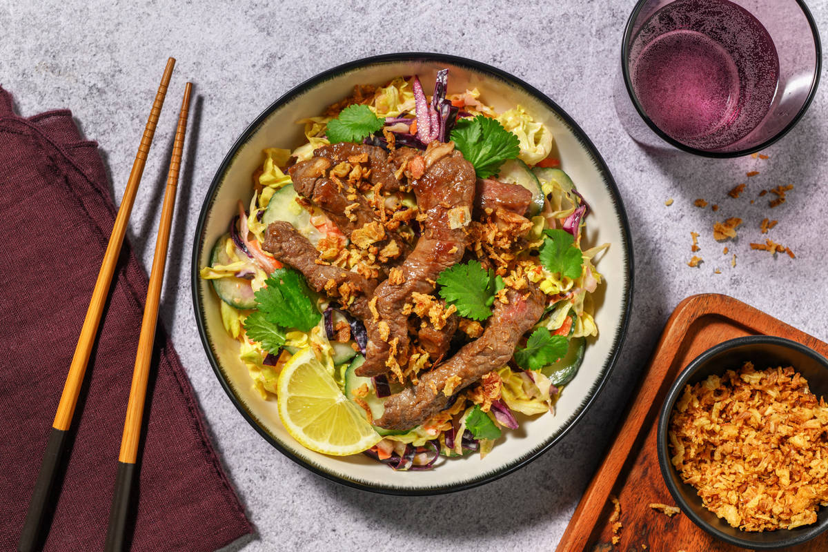 Quick Double Southeast Asian Beef & Slaw 