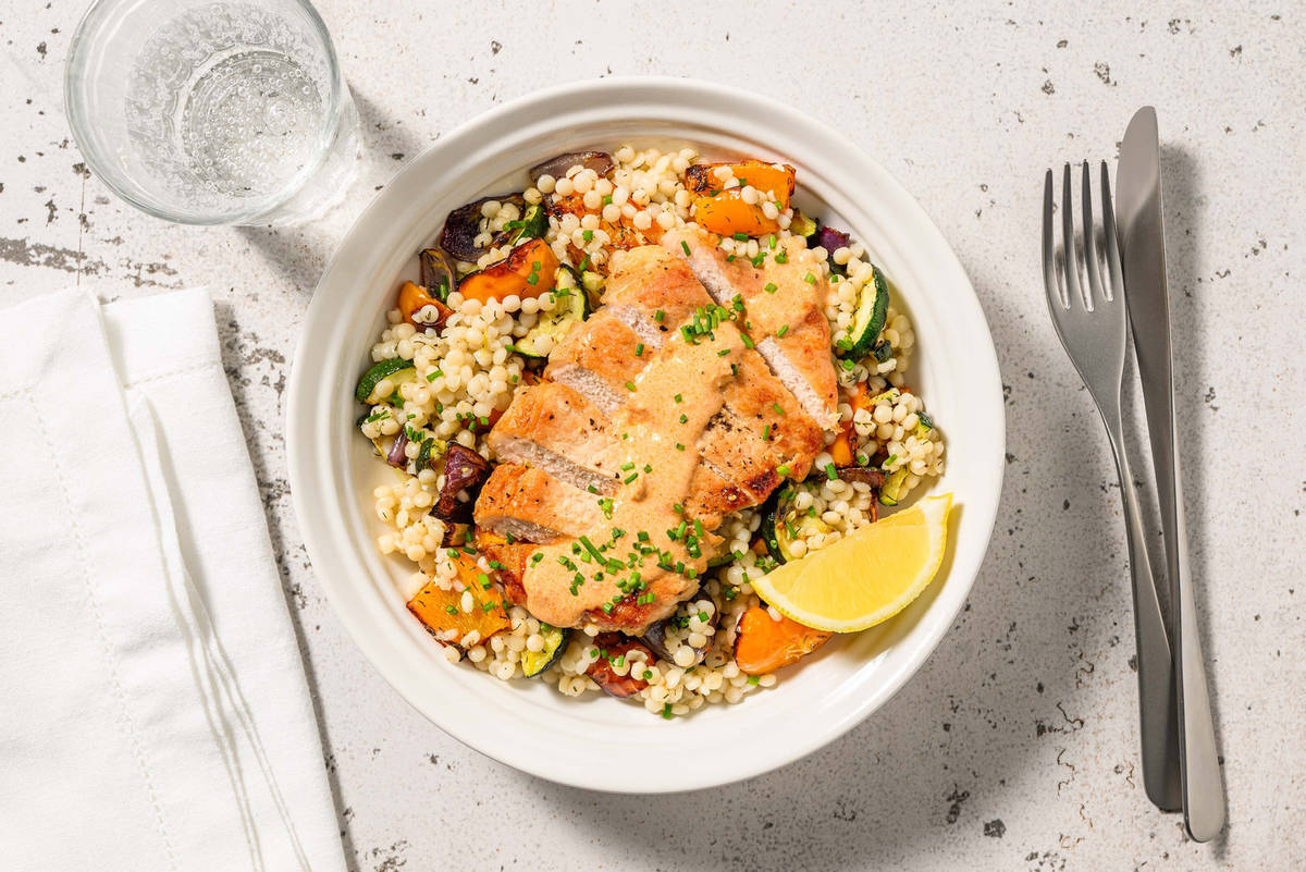 Smart Creamy Roasted Pepper Pesto Chicken Breasts