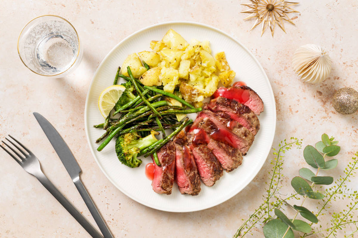 Smokey Venison Steak & Merry Cherry Sauce