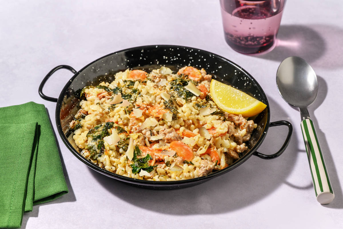 Double Creamy Pork & Spinach Risotto