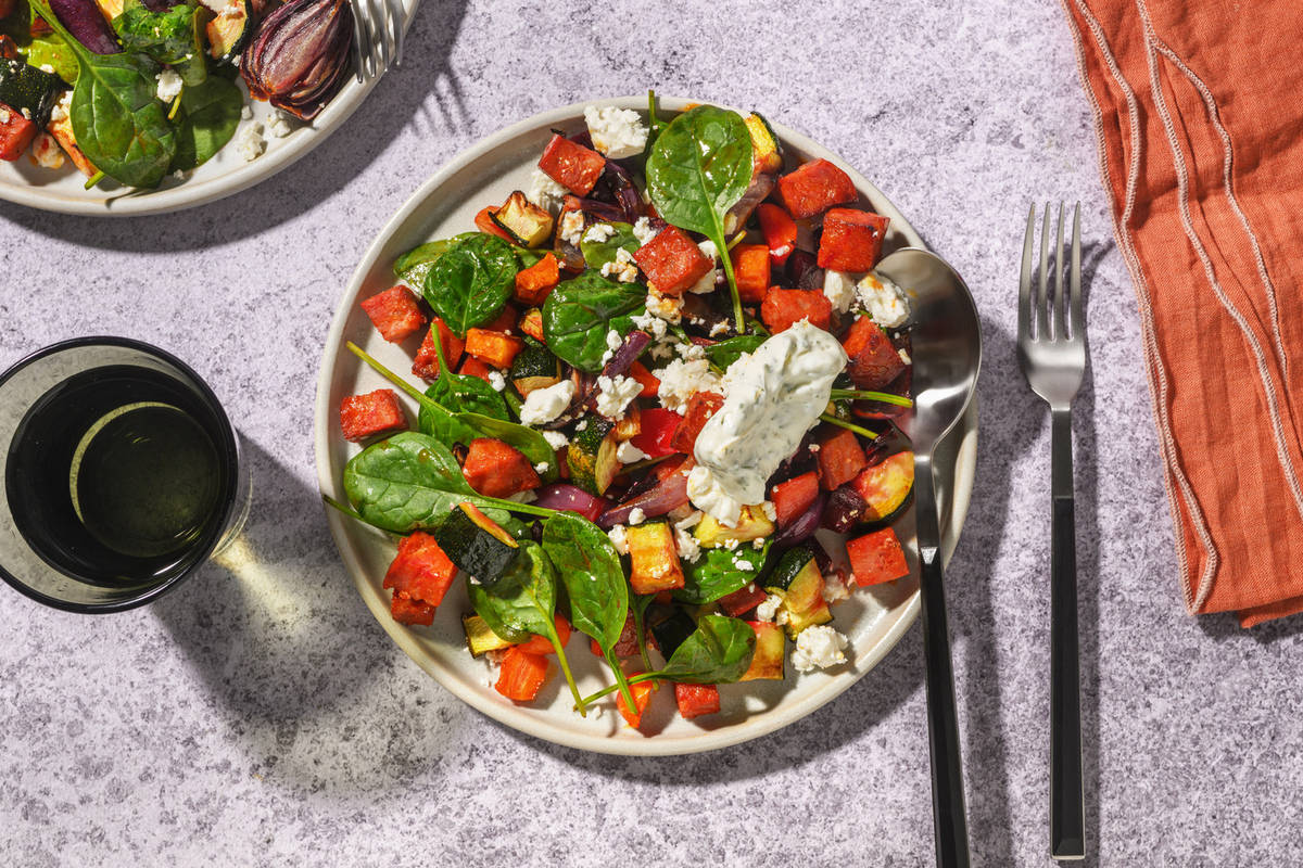 One-Tray Crispy Chorizo & Root Veggie Toss