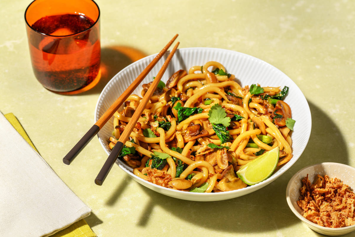 Teriyaki Tofu & Mushroom Noodle Stir-Fry