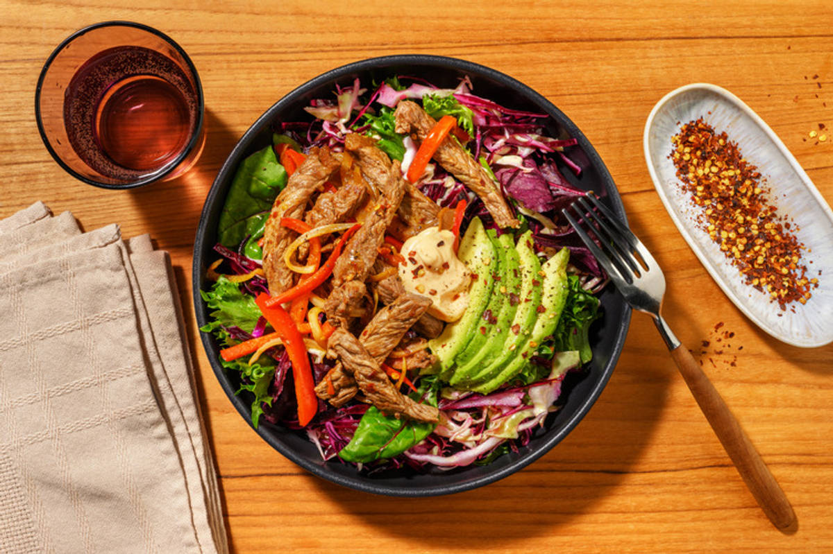 Speedy Beef & Prawns Fajita Salad Bowl