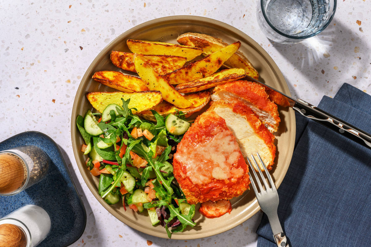 Tex-Mex Chicken Parmigiana & Potato Wedges