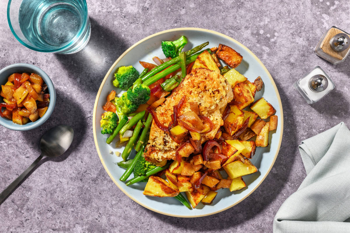 Parmesan Crumbed Chicken & Apple-Onion Sauce