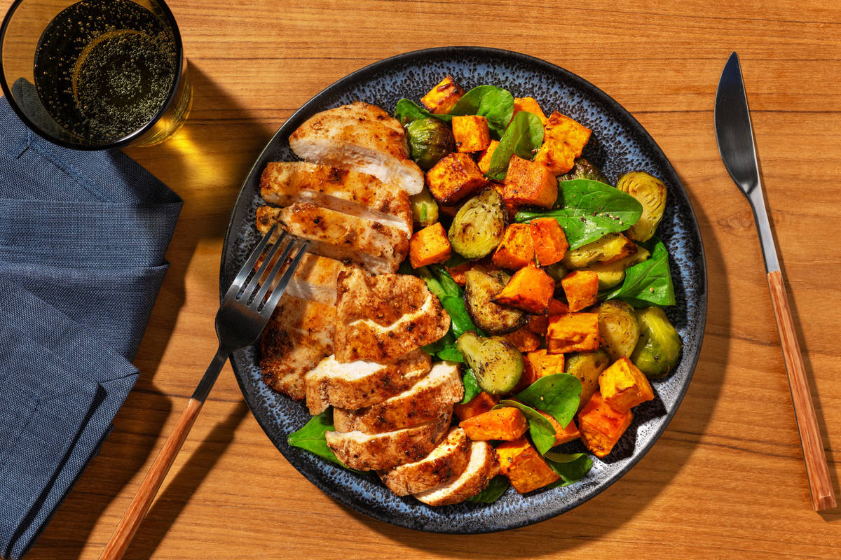 Double Caribbean Chicken & Brussels Sprouts Medley