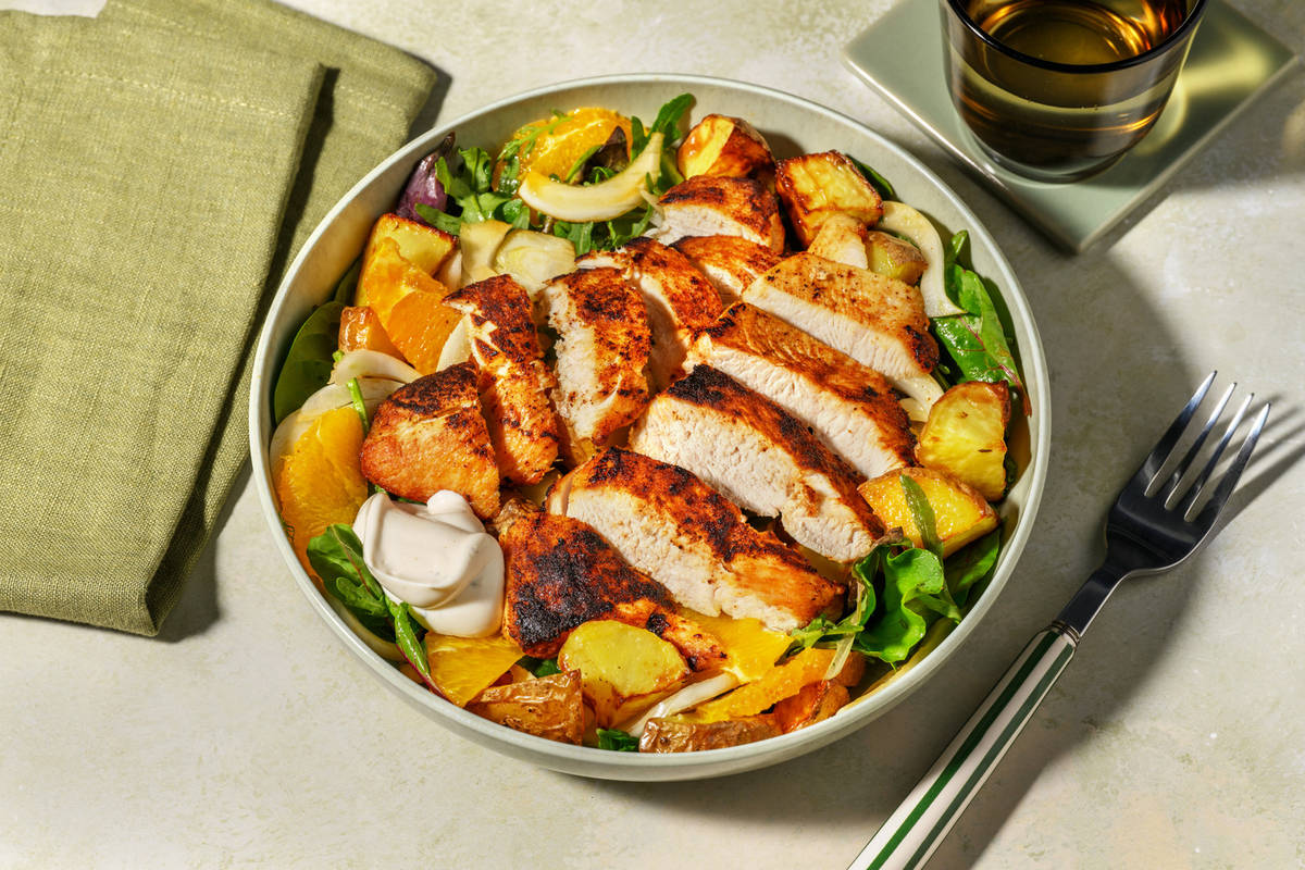 Paprika Chicken, Haloumi & Fennel-Orange Salad