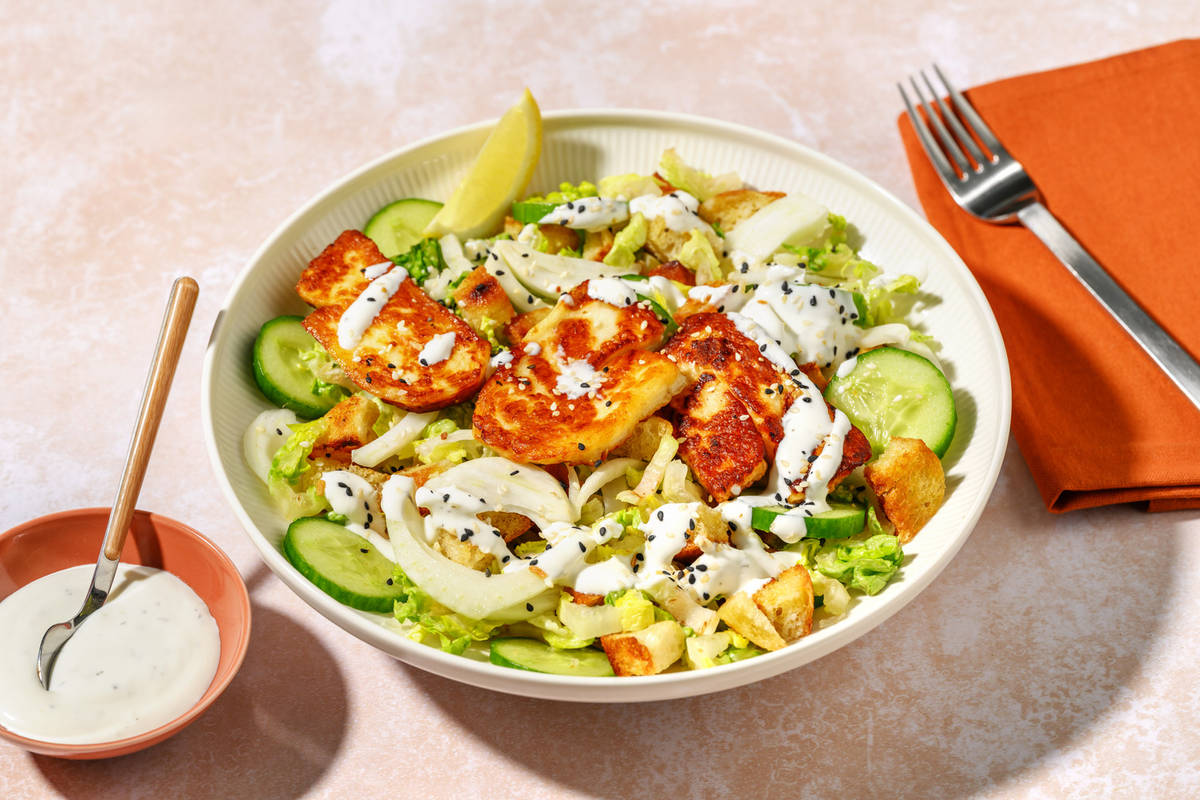 Double Honey Haloumi & Pickled Fennel Crouton Salad
