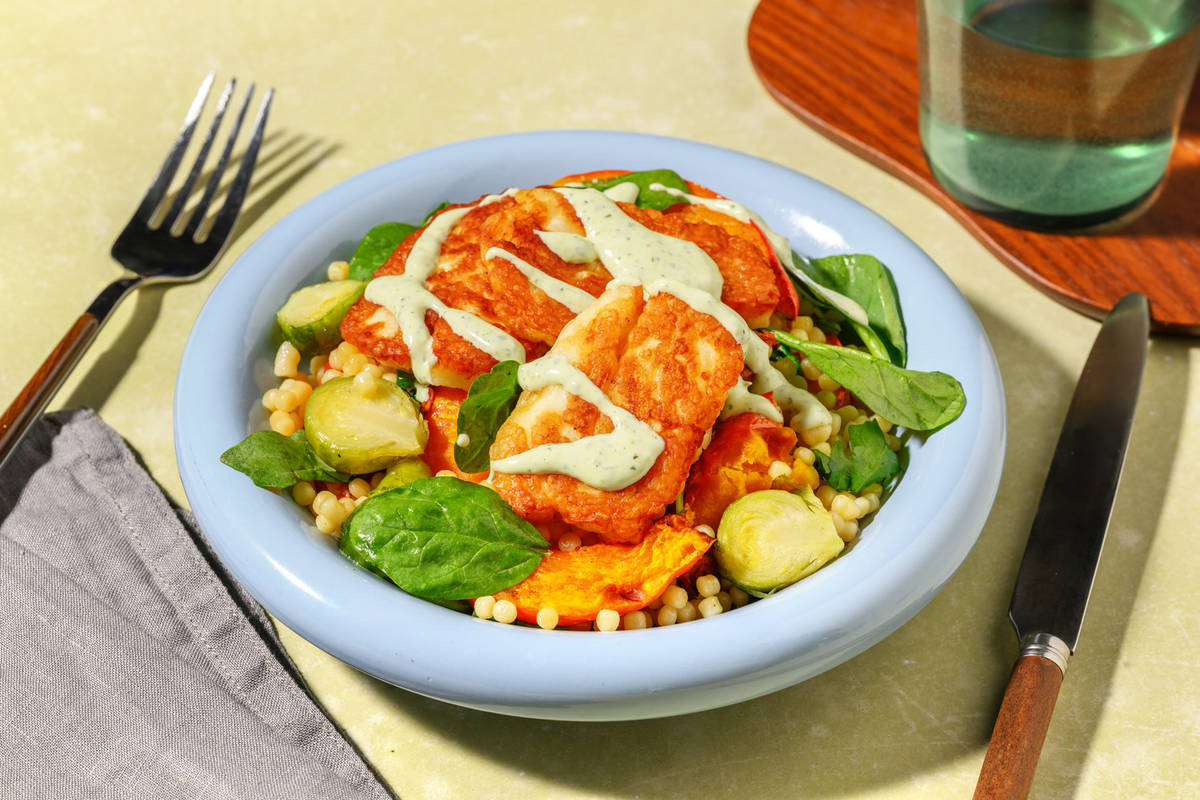 Haloumi, Chicken & Roast Pumpkin Pearl Couscous
