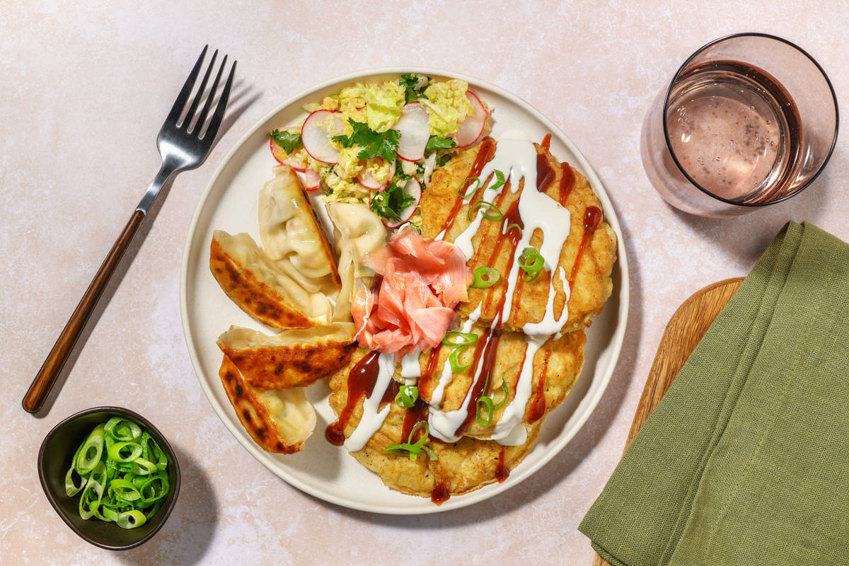 Wombok Okonomiyaki & Veggie Gyozas