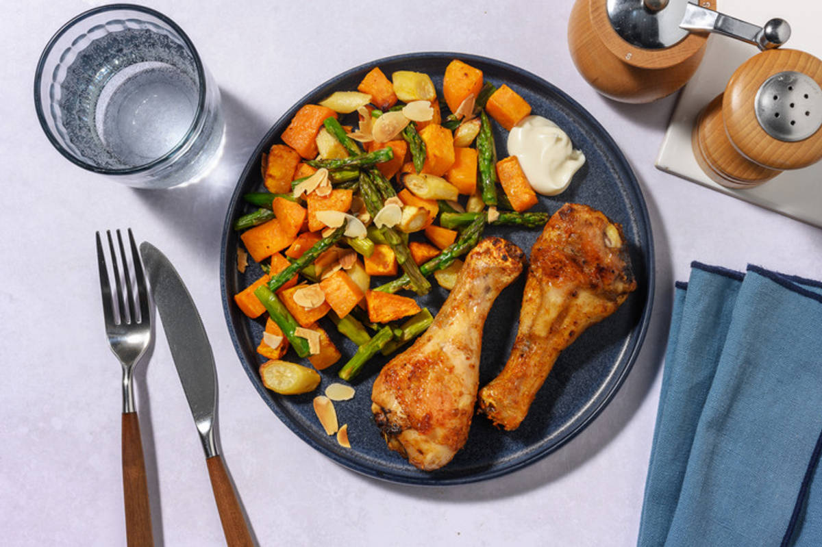 Smokey Chicken Drumsticks & Rainbow Veg