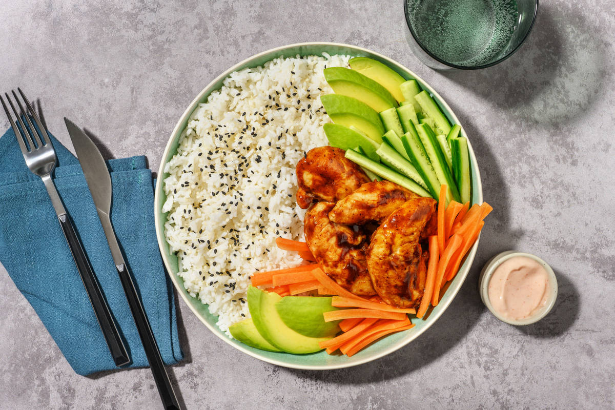 [Rainbow Plate] Sweet Soy Chicken Sushi Bowl & Jasmine Rice