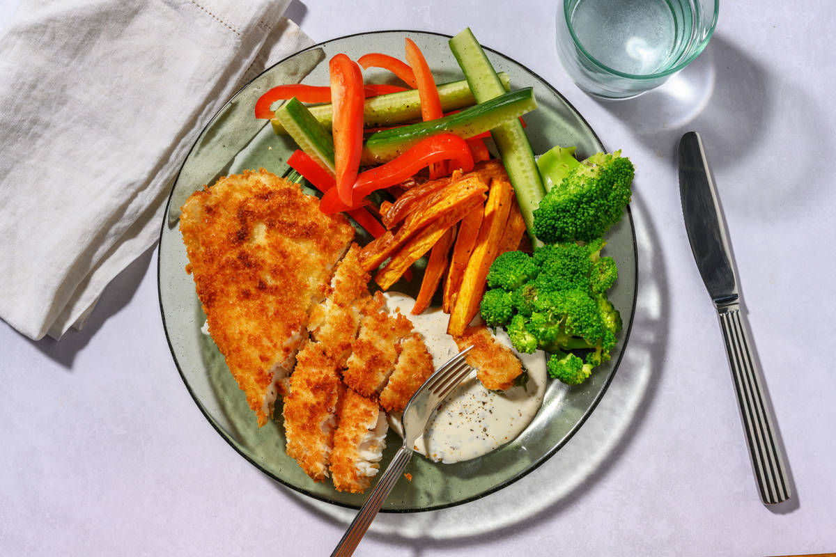 Crumbed Fish & Sweet Potato Chips