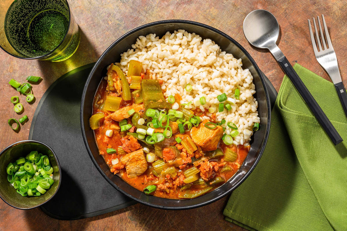 Cajun-Inspired Chicken-and-Sausage Gumbo