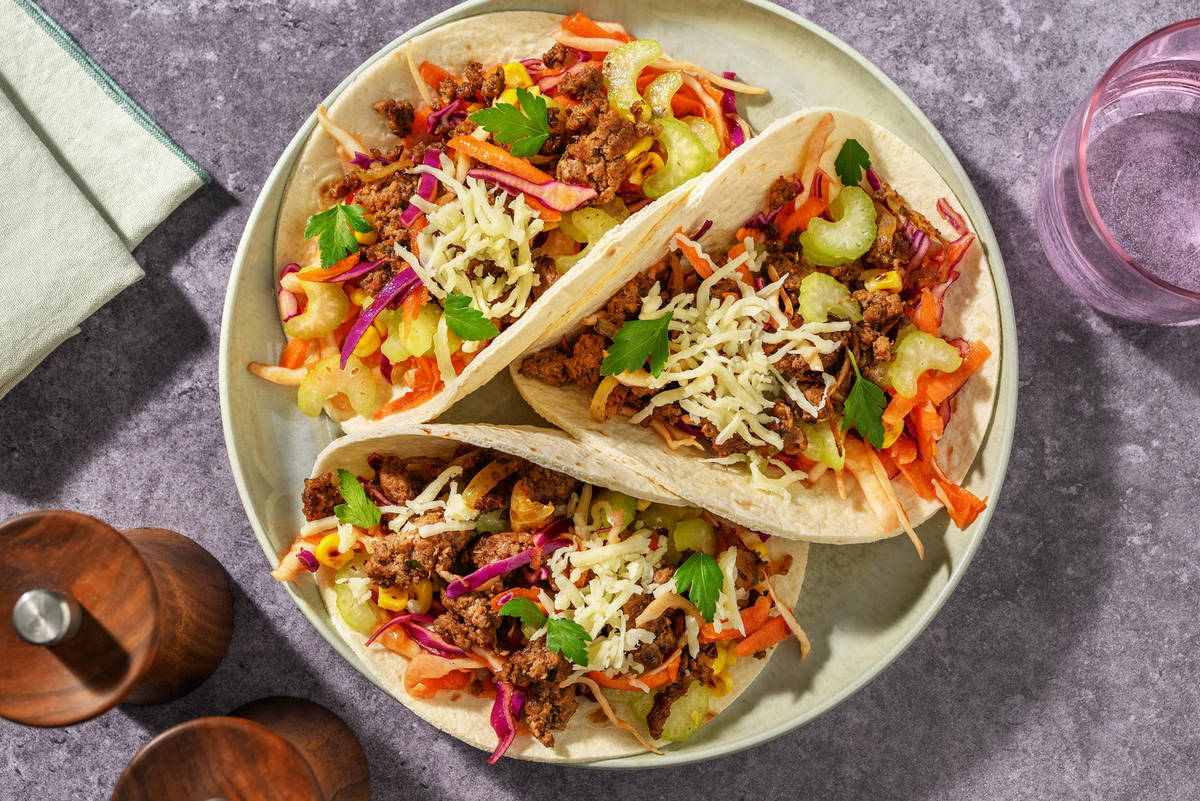 Double Tex-Mex Beef & Cheddar Tacos