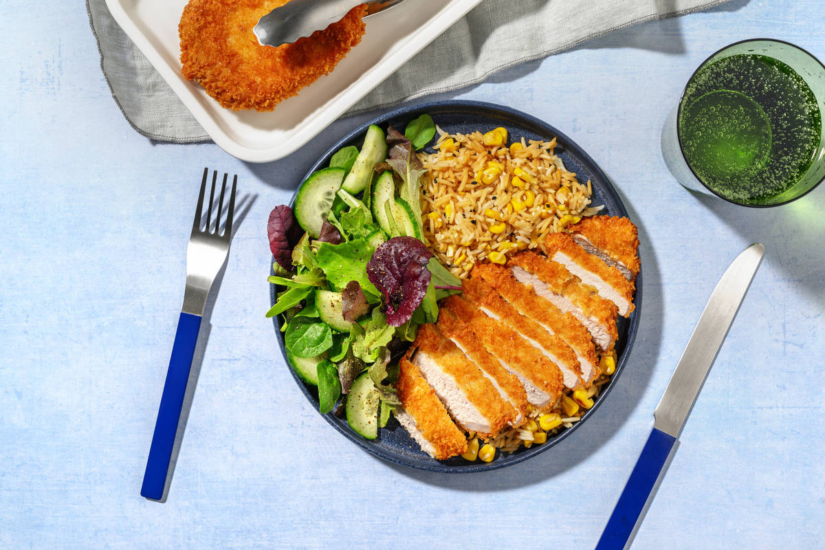 Pepper Plant-Based Crumbed Chick'n & Japanese Rice