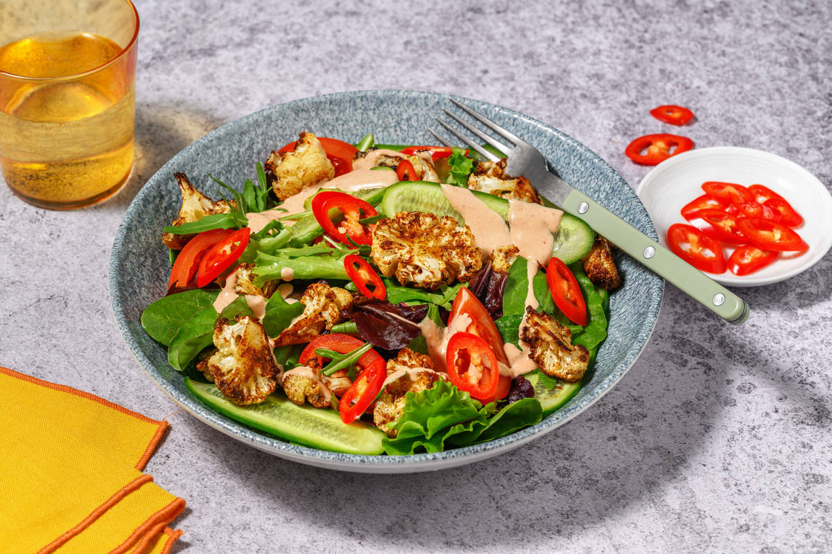 Mexican Charred Cauliflower & Quke Salad