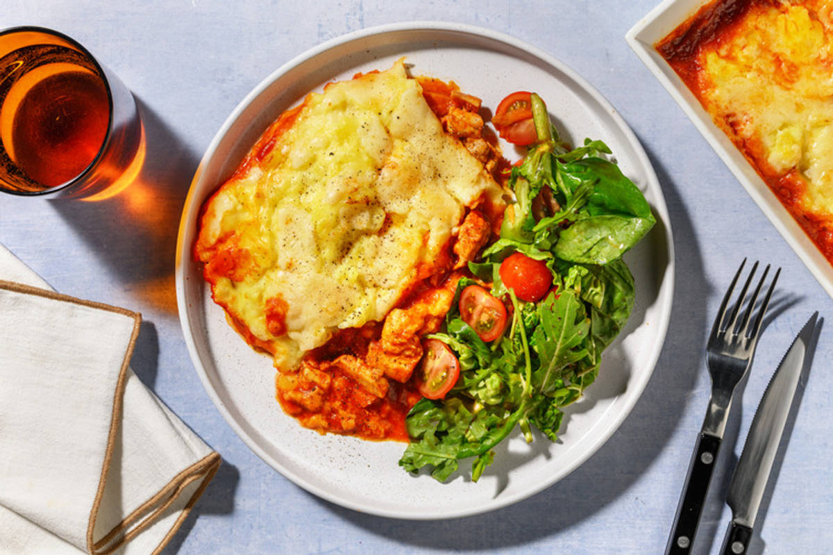 Cheesy Plant-Based Mince Potato Topped Pie