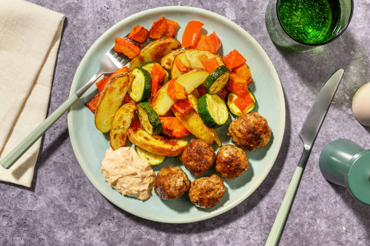 Double Beef Meatball Bites & Rainbow Veg Treasure