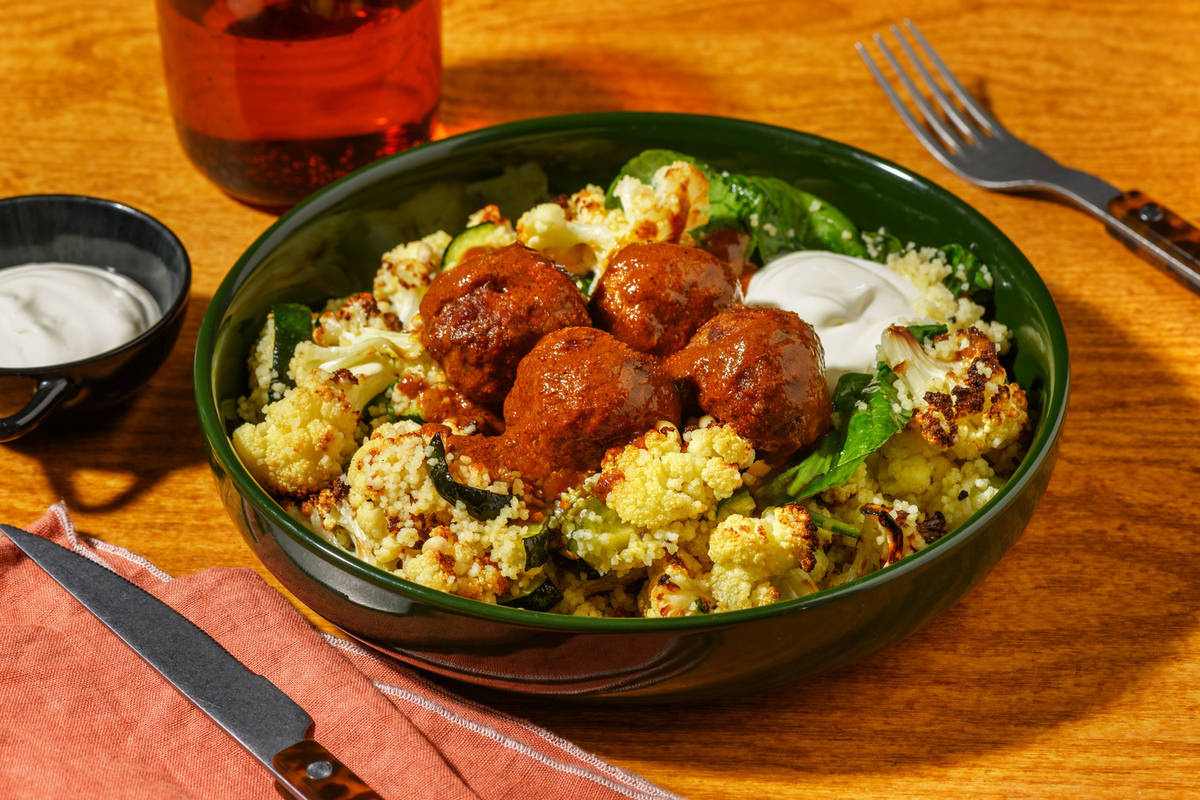 Tandoori Double Lamb Meatballs & Veggie Couscous