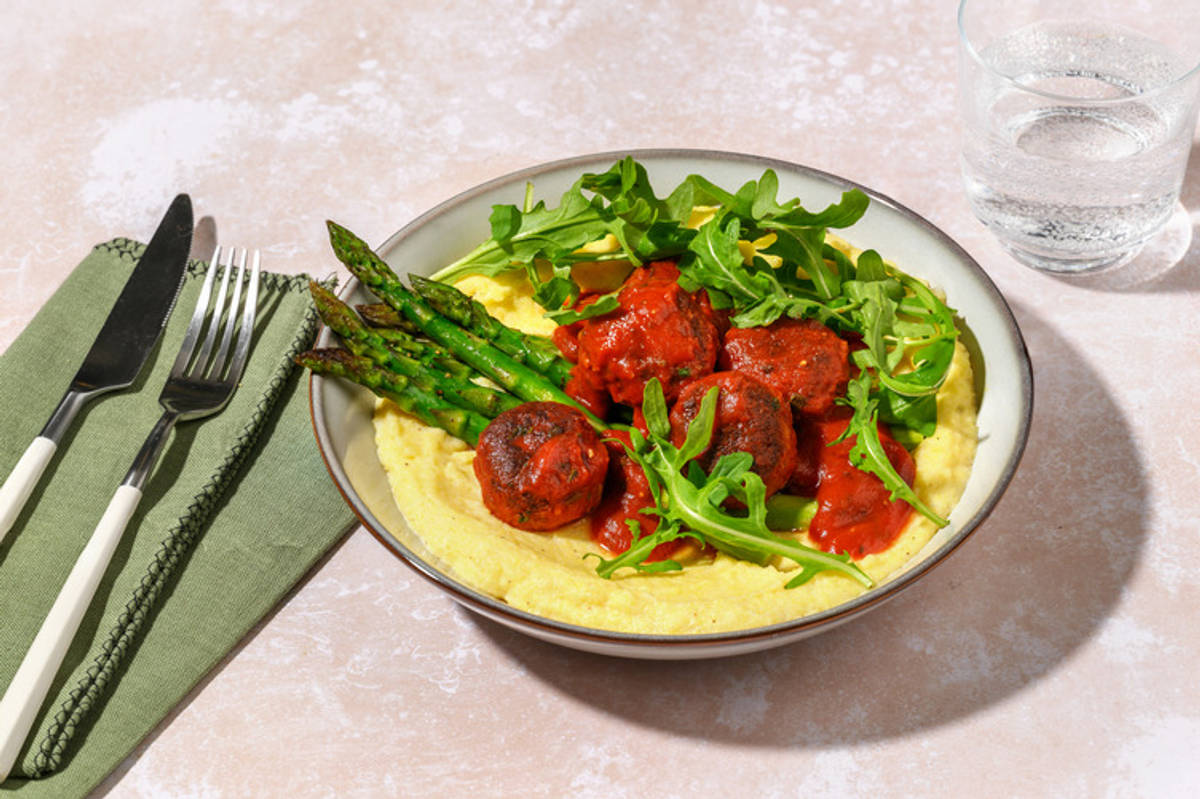 Double Italian Beef Meatballs & Parmesan Polenta 