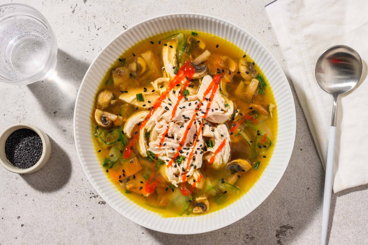 Shredded Chicken and Mushroom Soup