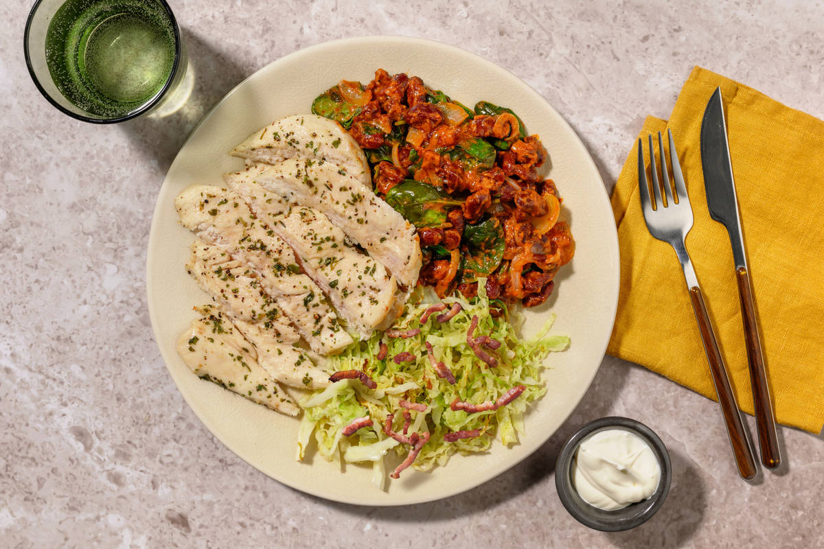 Herby Chicken and Georgian Style Walnut & Bean Stew