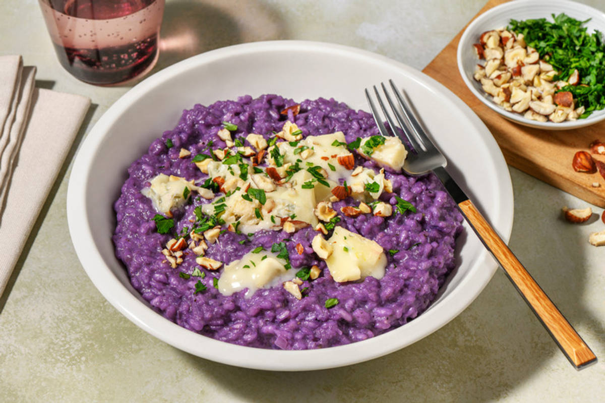 Risotto al cavolo rosso, salsiccia e Gorgonzola Dop