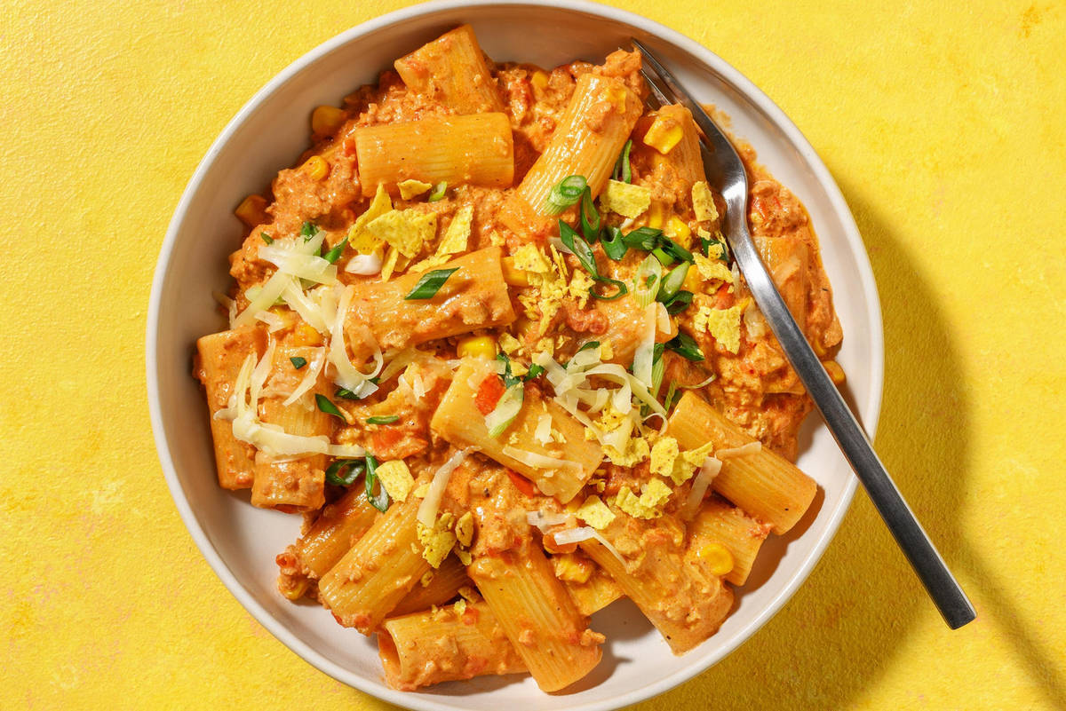 Snabb mexikansk vegofärsrigatoni