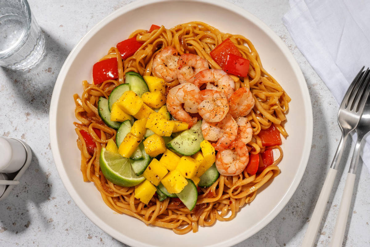 Varm reje- og udonnudelsalat