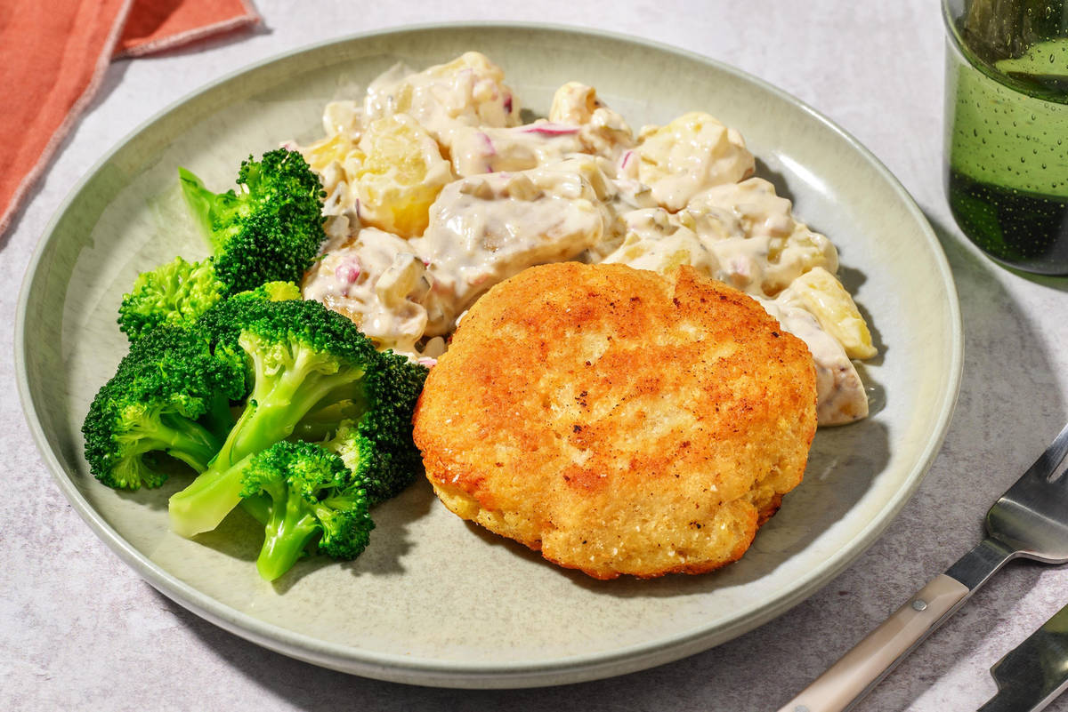 Kipburger met gomasiobroccoli