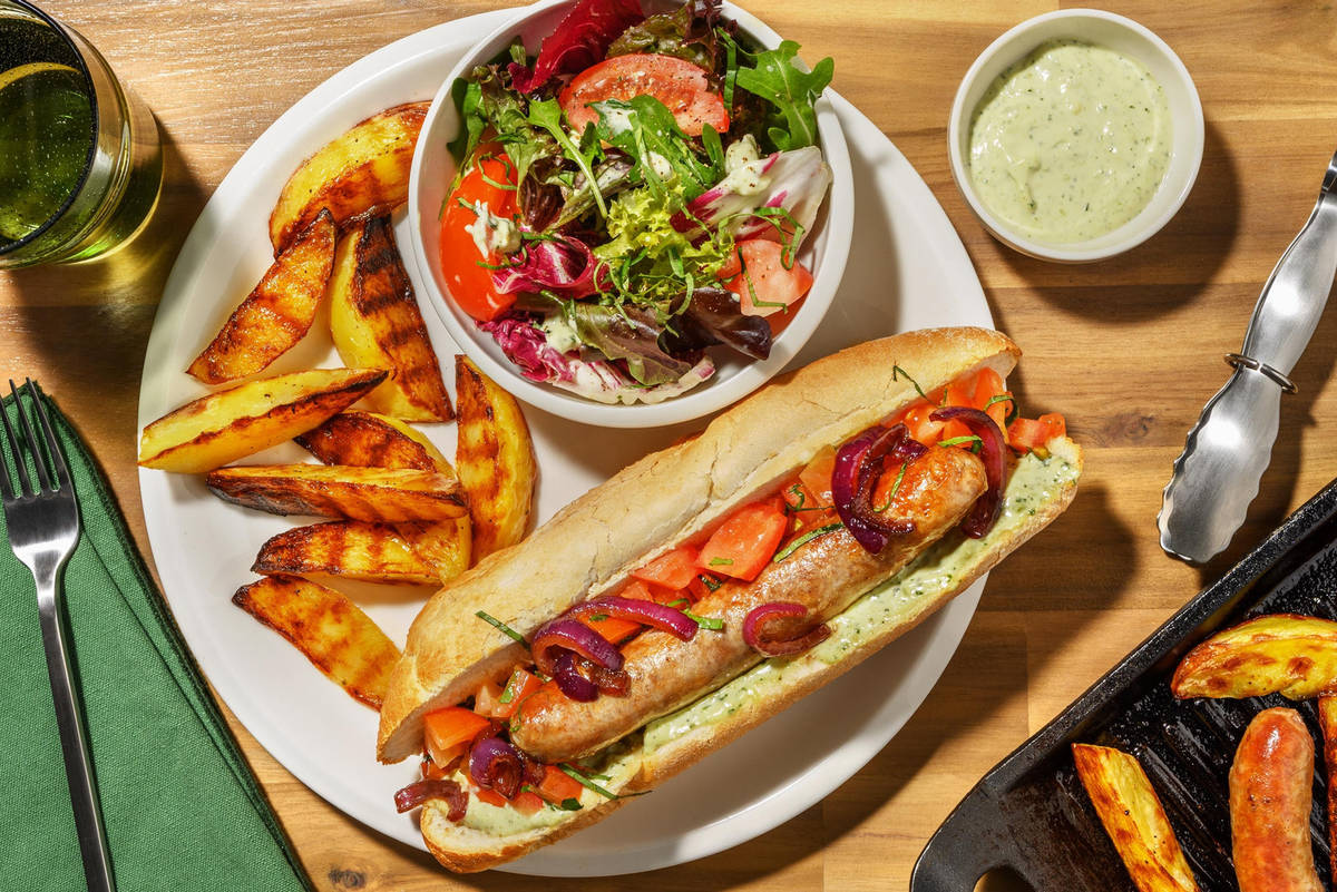 Hotdog with Tomato-Basil Salsa