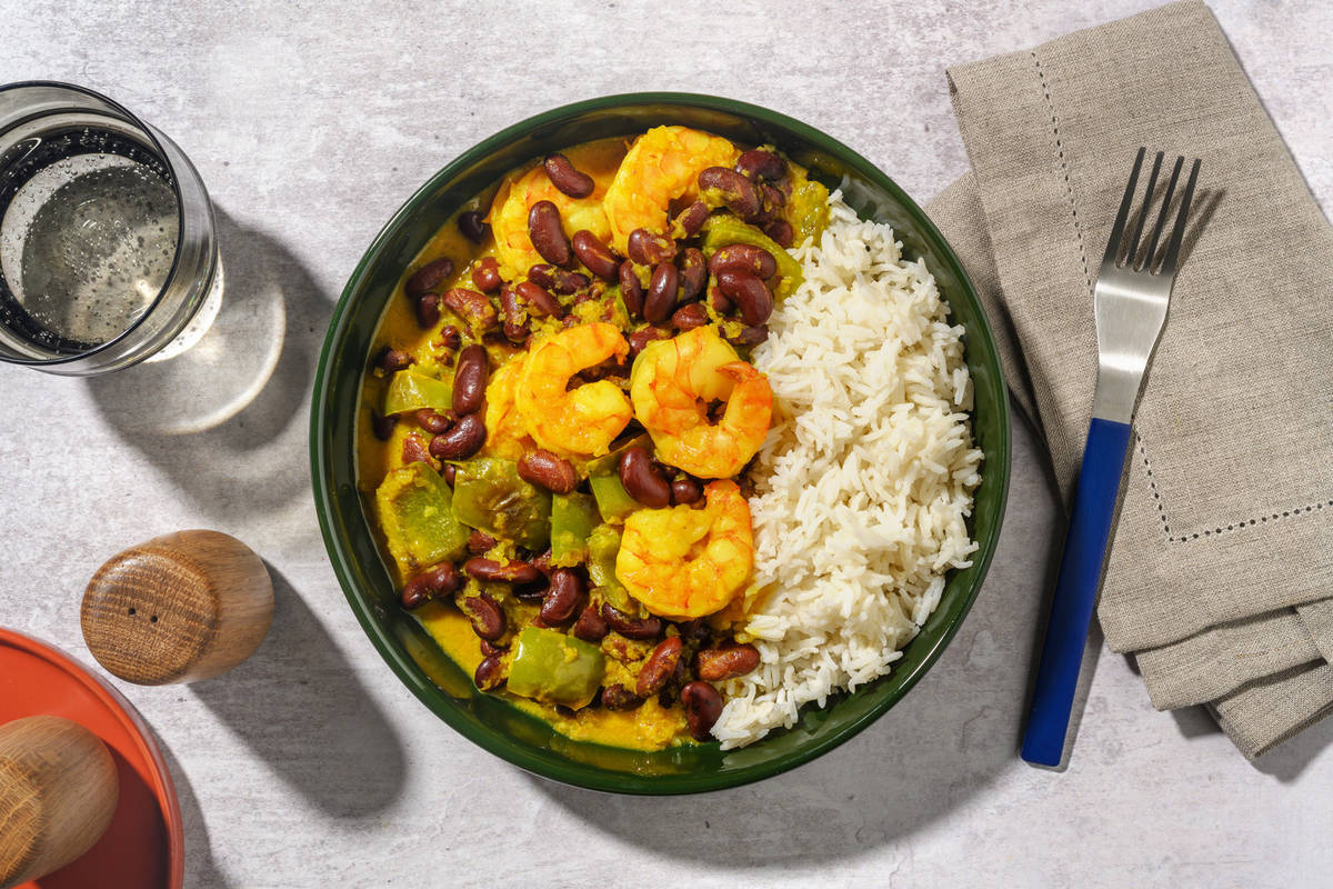 Goan Tonak Inspired Double Prawn and Bean Curry