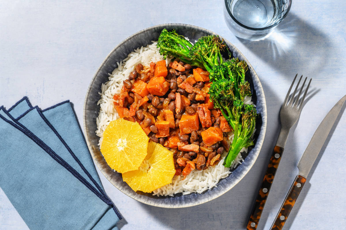 Central American Inspired Bacon and Black Bean Stew