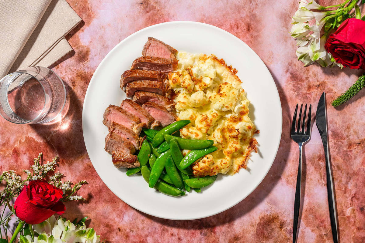 Pan-Seared Tenderloin Steaks with Creamy Cauliflower