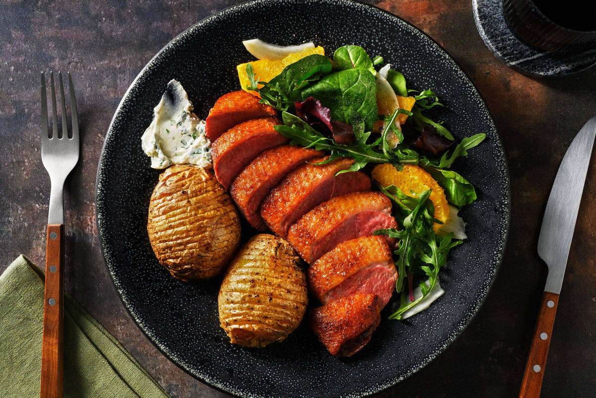 Stekt ankbröst och hasselbackspotatis