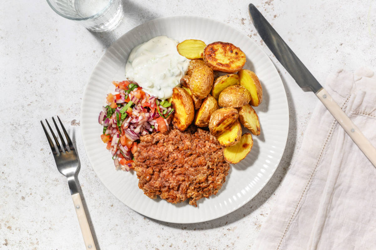 Gresk biff av vegetardeig