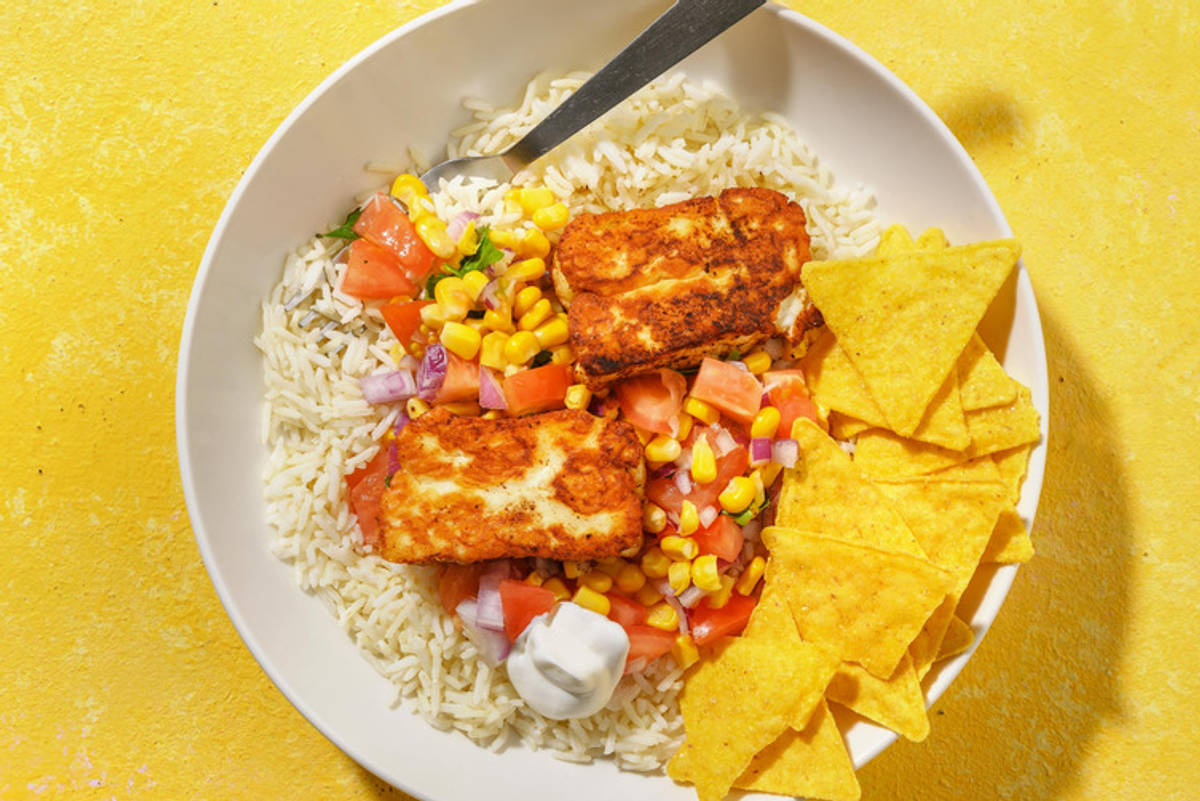 Hurtig mexicansk halloumibowl