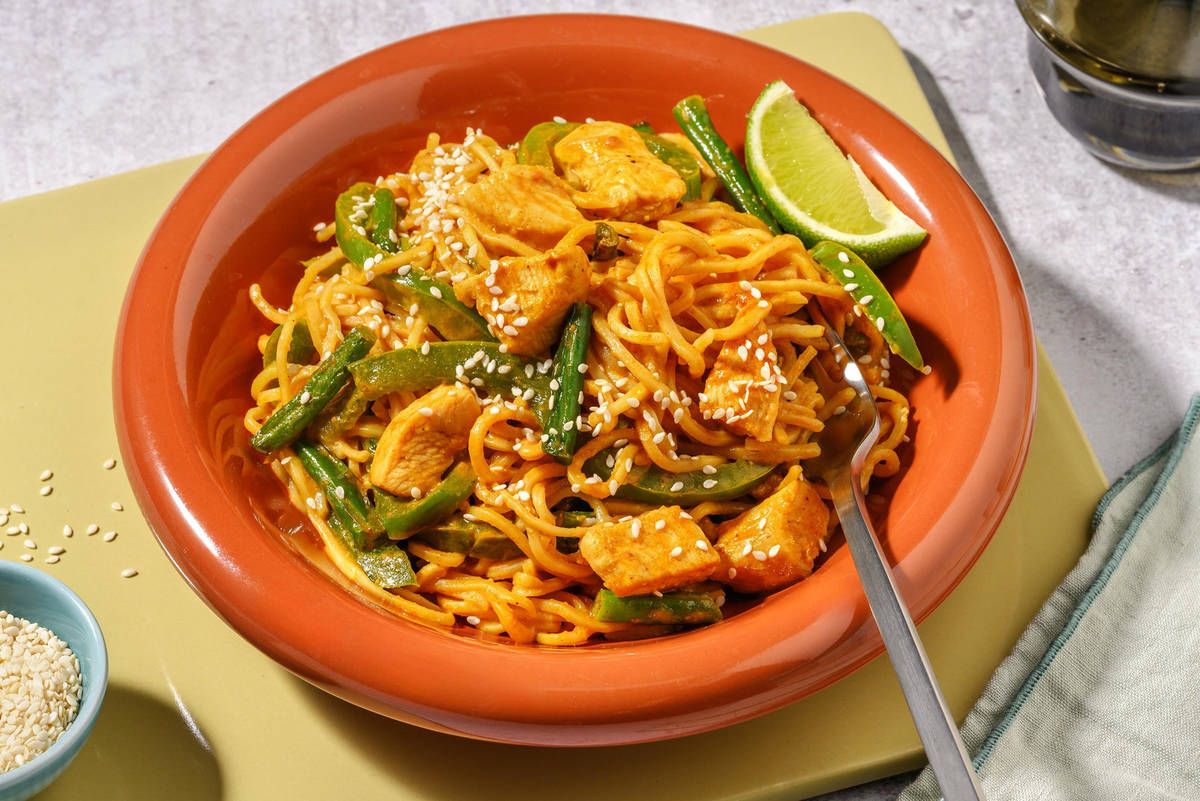 Thai Style Peanut Chicken Noodles