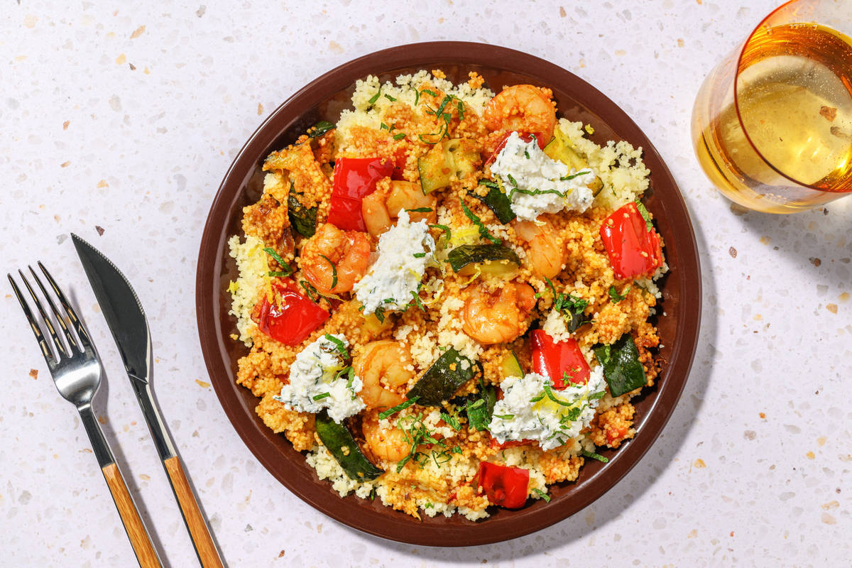 Mazzancolle all'ajillo e couscous