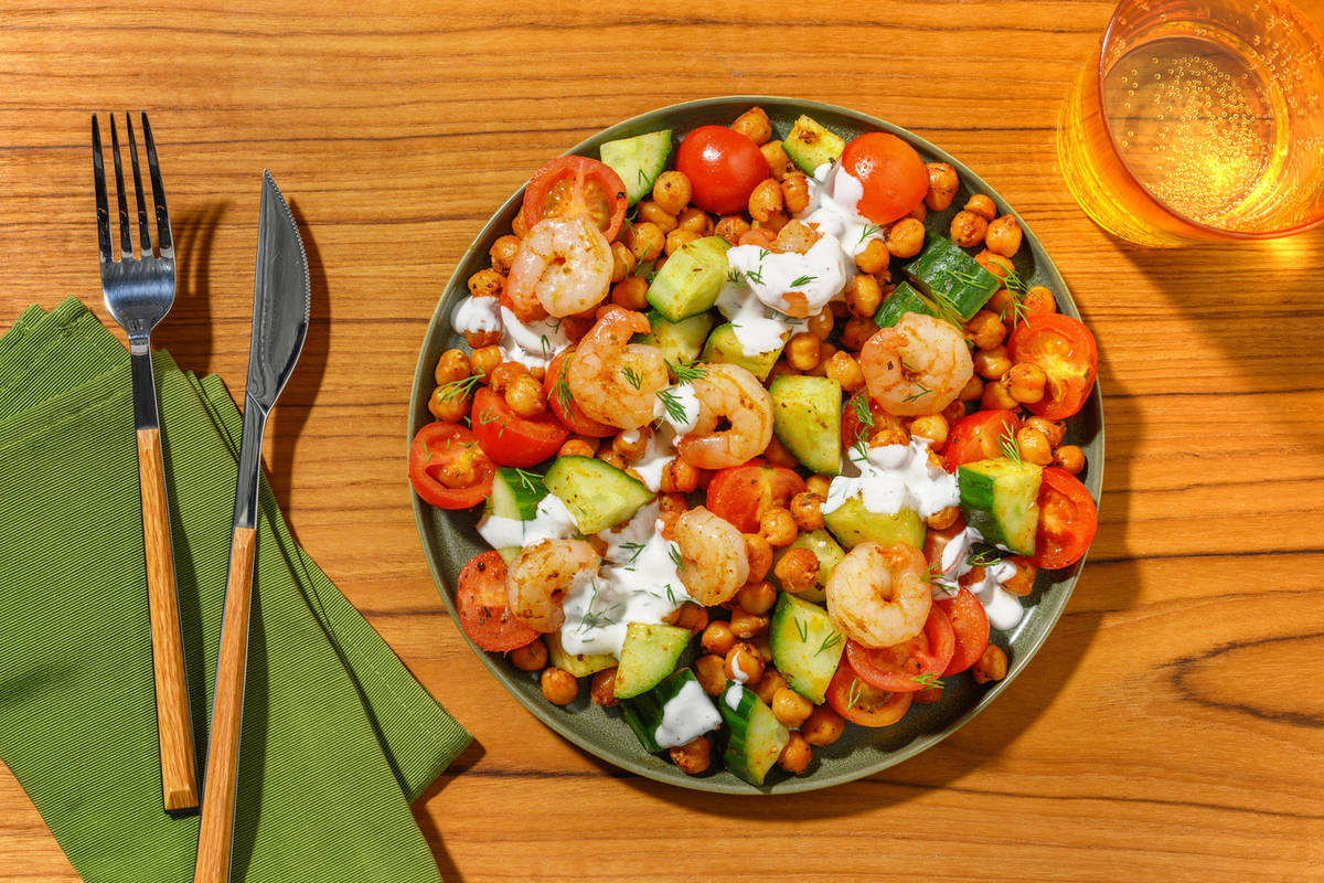 Shrimp with Greek salad